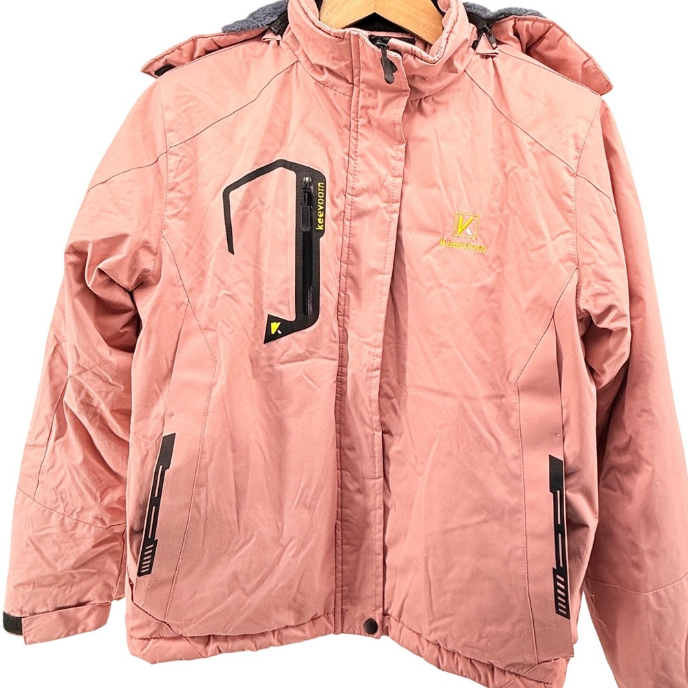 Keevoom‎ Kids Pink Hooded Ski Snow Jacket Size 14-16 Water Resistant *flaws*